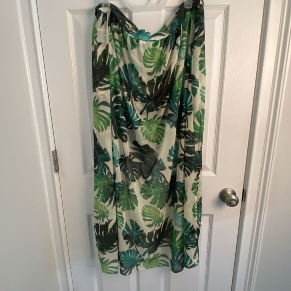 Palm Leaves Mesh Maxi Skirt Sheer Shorts Combo Beach Vacation Plus Size 3X Cover - Picture 5 of 10